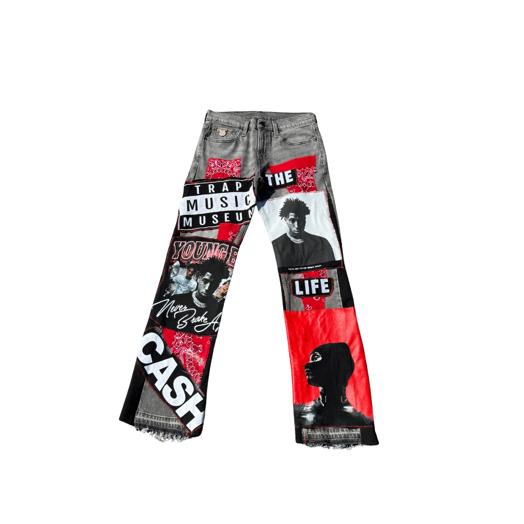 NBA YOUNGBOY CUSTOM FLARE JEANS