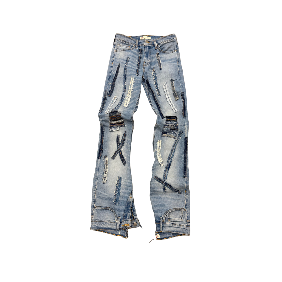 LINEAR KNEE STACKED JEANS