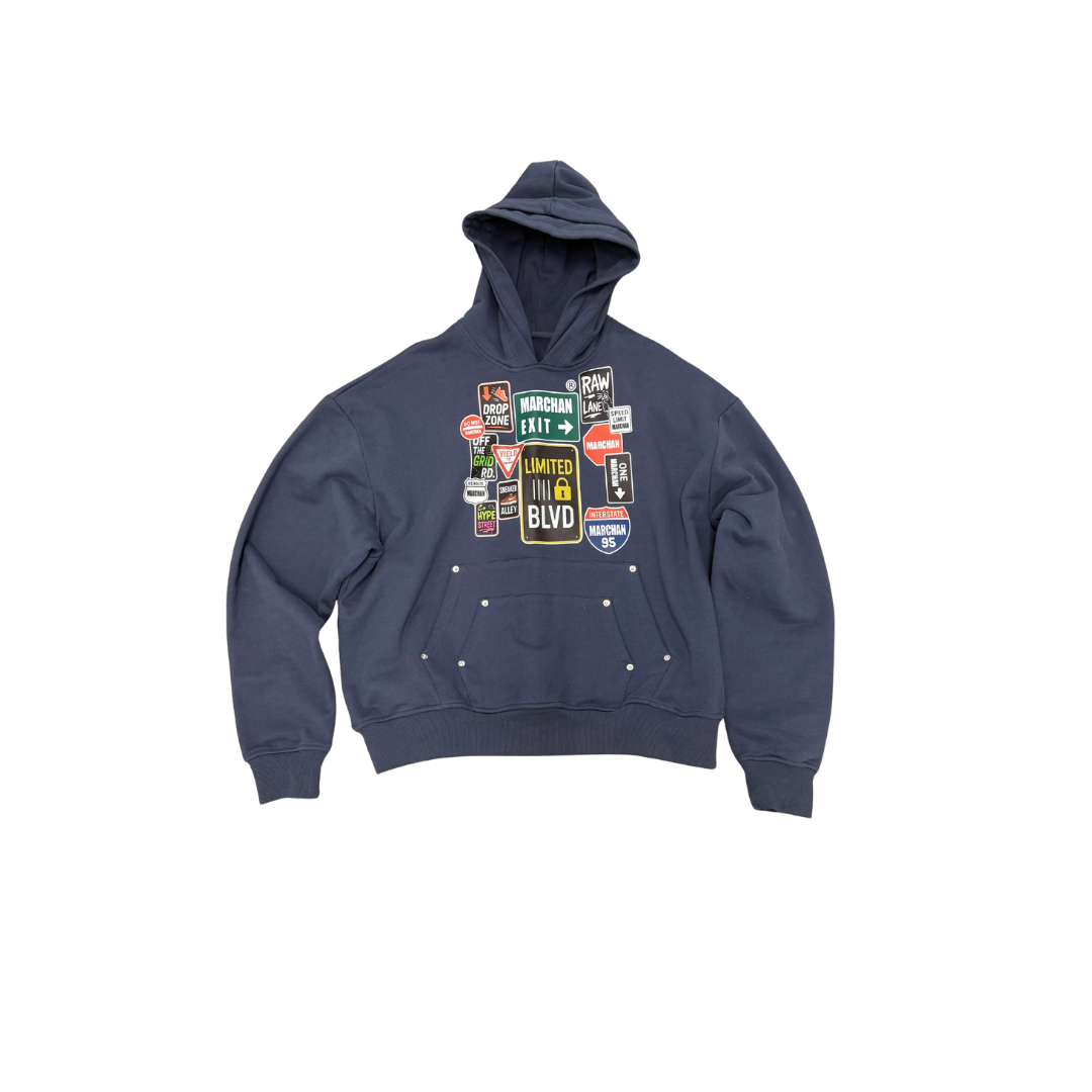 MARCHAN BLVD SAMPLE HOODIE - BLUE