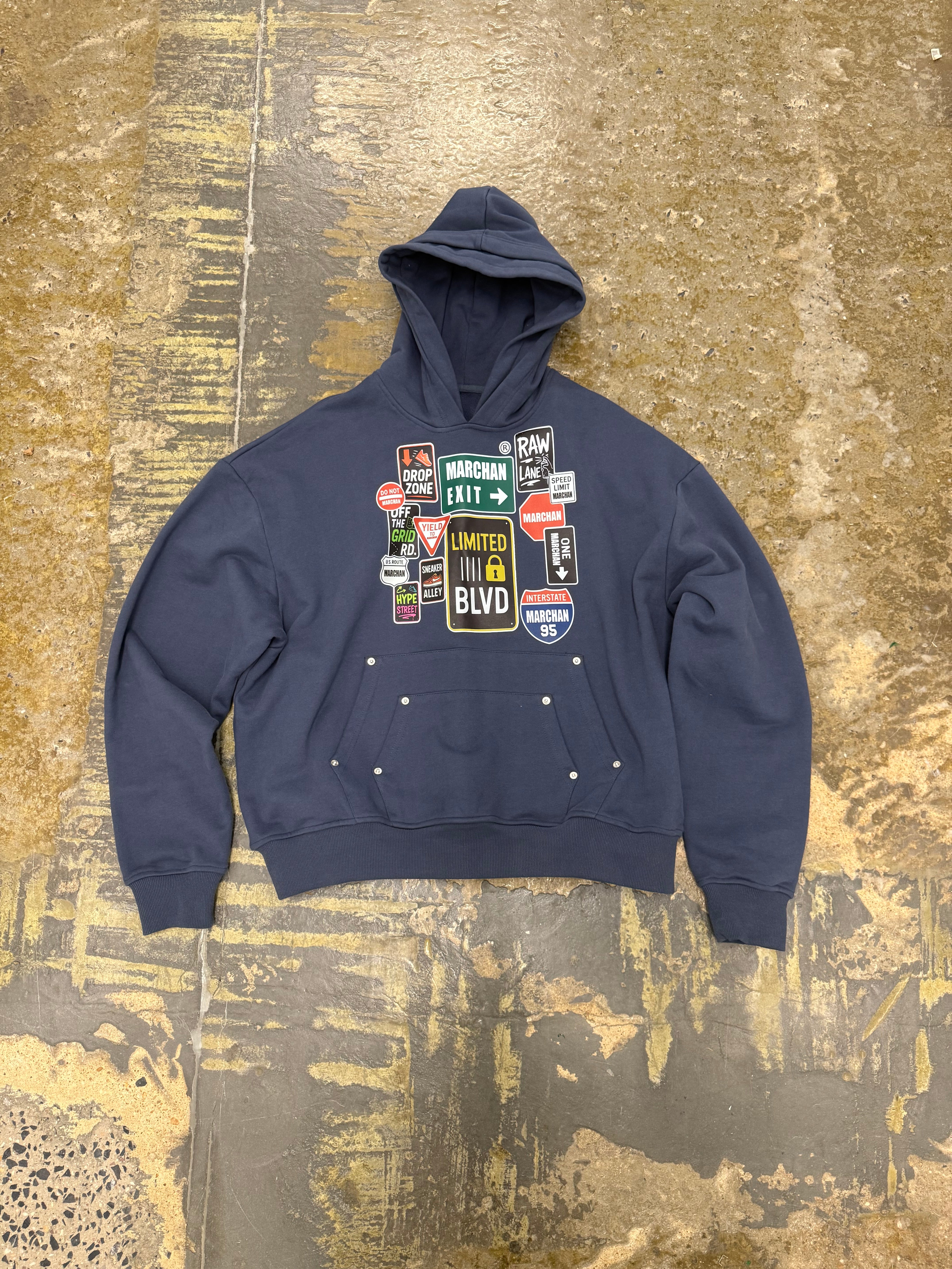 MARCHAN BLVD SAMPLE HOODIE - BLUE