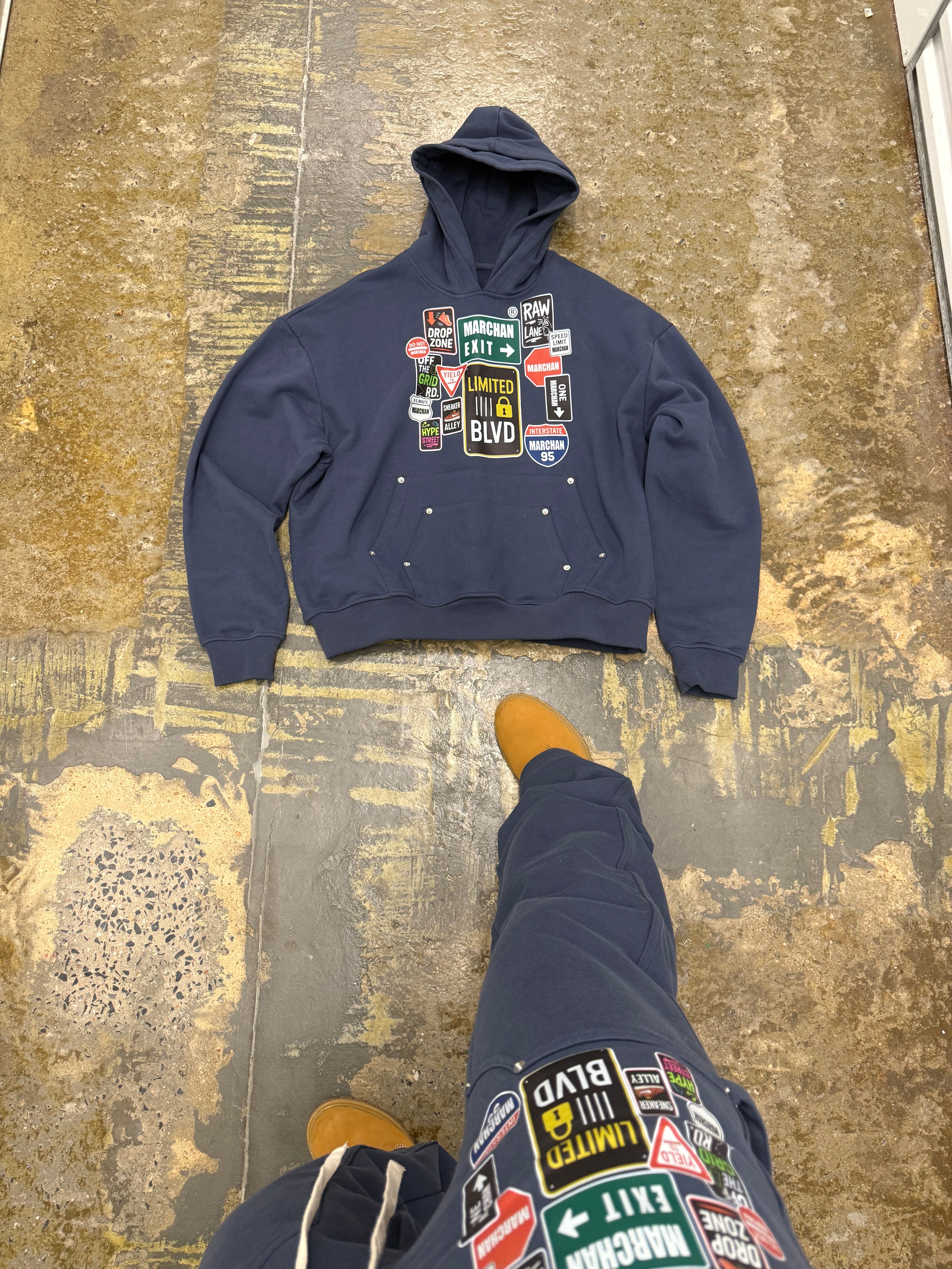 MARCHAN BLVD SAMPLE HOODIE - BLUE