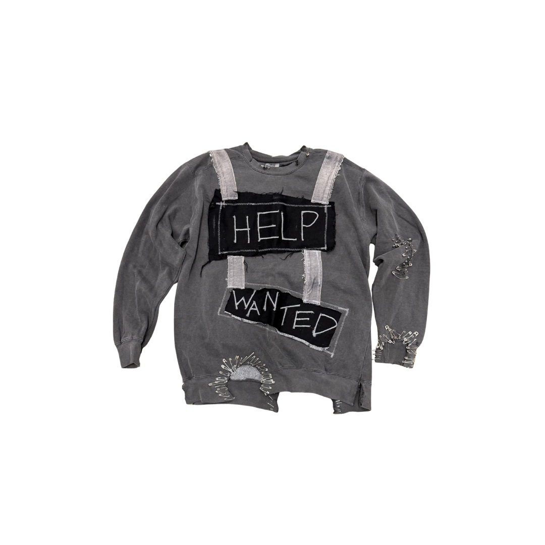 HELP WANTED, DONATE NOW" SWEATER